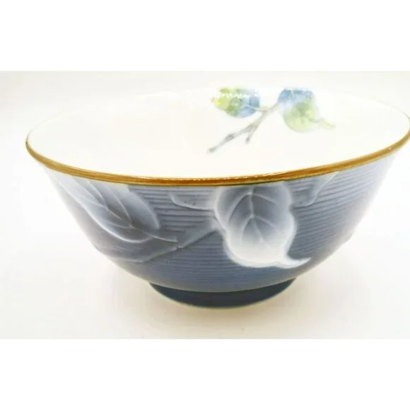 Porcelain Bowl Hand Painted Peach Persimmon Leaf 5.5 Inch Vintage Japanese Mark - Picture 13 of 14